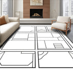 Monochromatic Geometric Grid Patchwork Rug