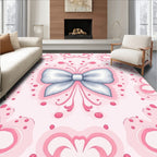 Pretty Pink Blush Bow Floral Rug