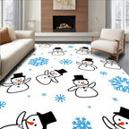 Whimsical Snowman Blue Snowflake Array Rug