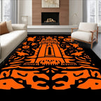 Orange Halloween Castle Ghosts Pumpkins Night Rug