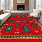 Red Evergreen Trees Starry Night Rug