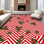 Crimson White Holly Holiday Lines Rug
