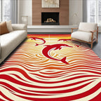 Crimson Dolphins Ocean Sunset Waves Rug