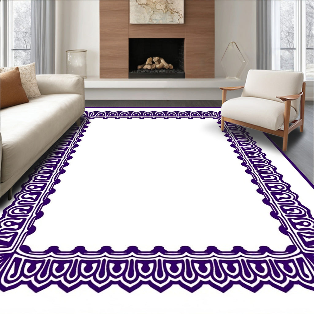 Deep Purple Ornate Laurel Frame Rug