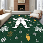 Festive Santa Christmas Snowflakes Holly Tree Rug