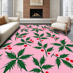 Pink Holly Berry Branch Repeating Rug