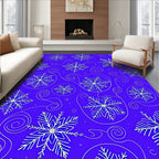 Electric Blue Winter Snowflake Swirls Rug