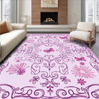 Vibrant Pink Butterfly Floral Swirls Rug