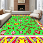 Happy Red Gift Medallion Background Rug