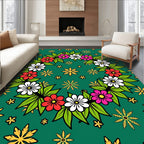 Vibrant Floral Wreath Green Rug
