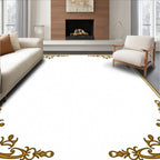Ornate Gold Floral Corner Frame Rug