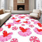 Vibrant Crimson Abstract Floral Rug