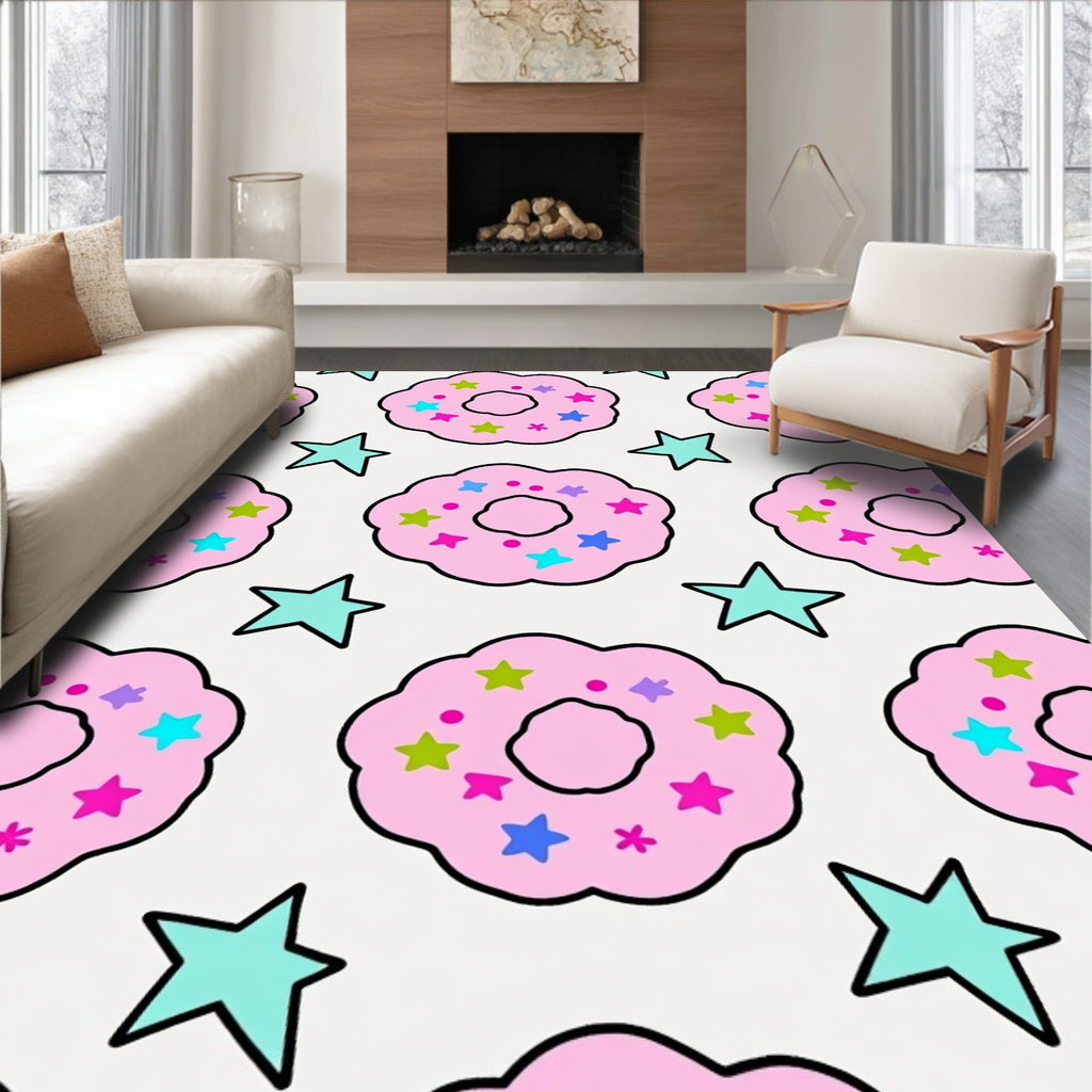 Pink Donut and Star Celebration Rug