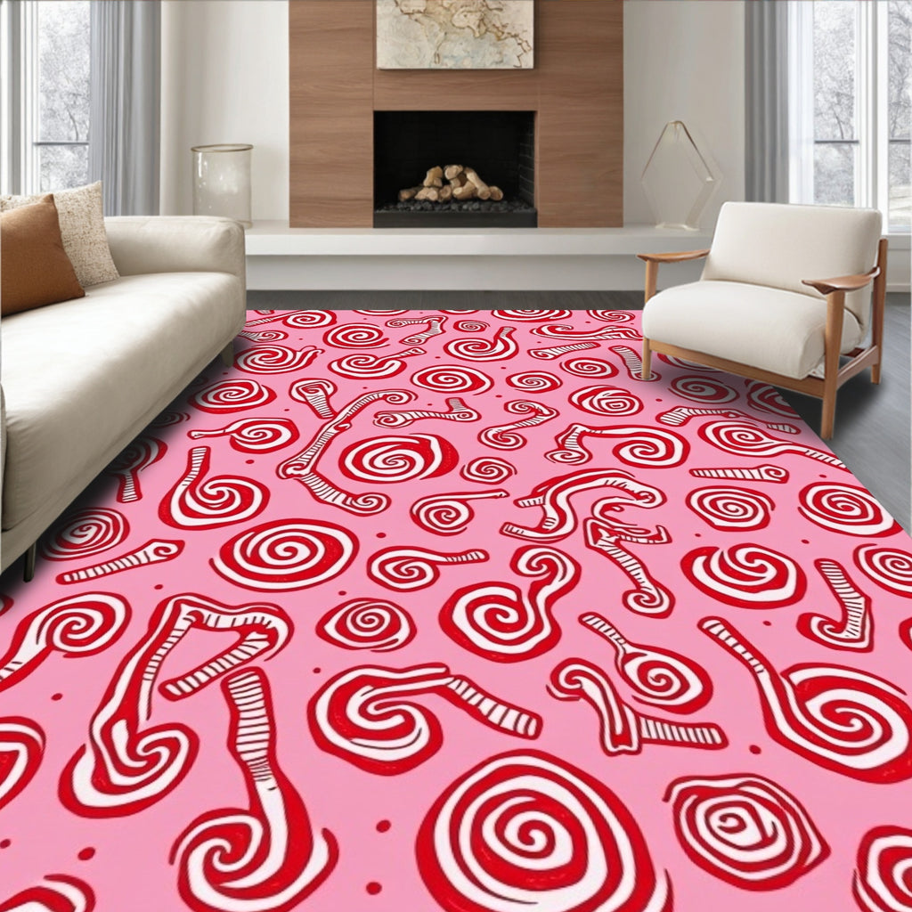 Pink Red Swirl Candy Abstract Rug