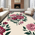 Crimson Pink Rose Branch Ensemble Rug