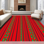 Bold Red Green Striped Vertical Columns Rug