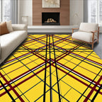 Bold Yellow Plaid With Red Stripes Rug