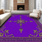 Royal Purple Gold Medallion Scroll Rug