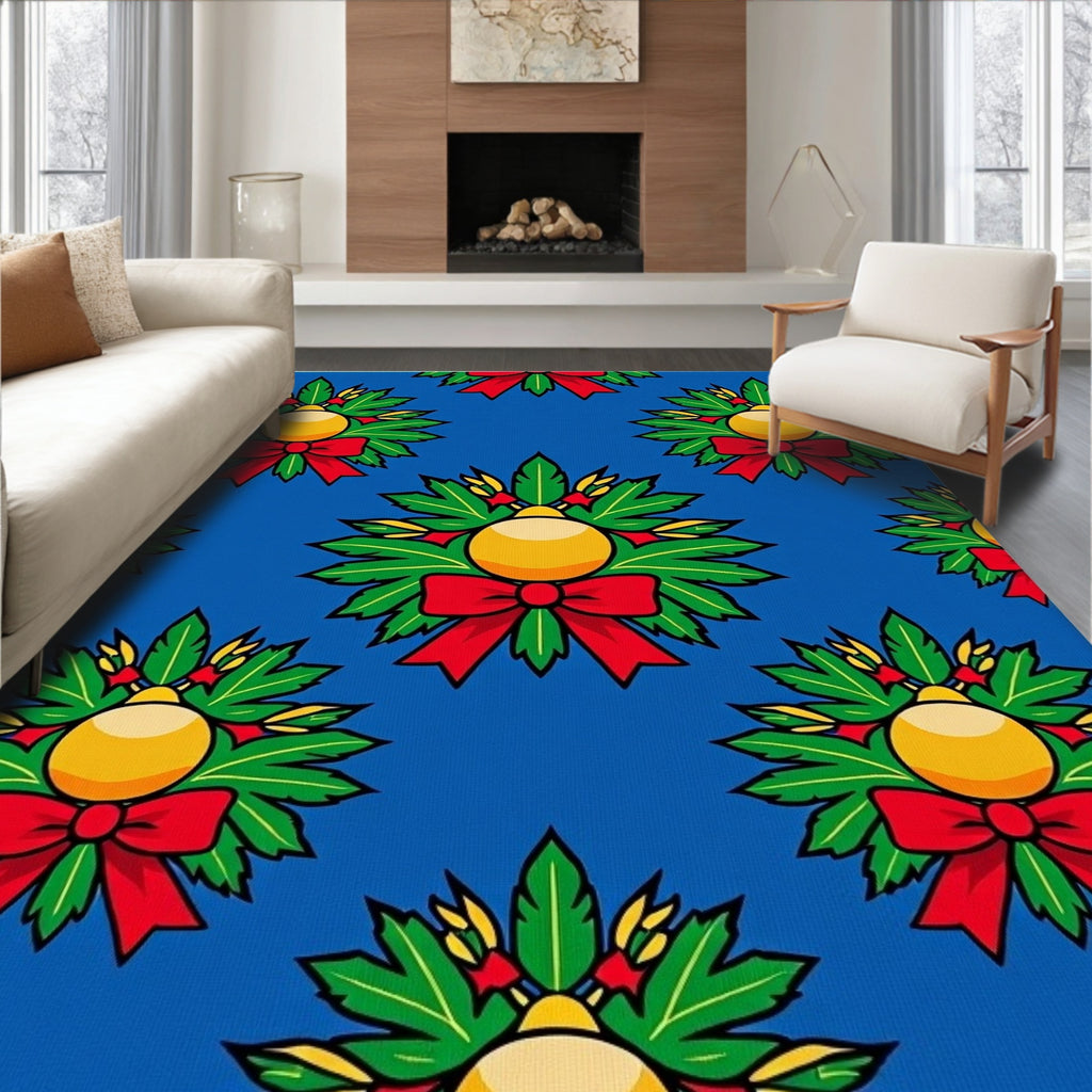 Festive Blue Christmas Ornament Laurel Rug