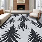 Dark Forest Trees Scandinavian Graphic Rug