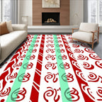 Red White Spiral Stripe Collage Rug