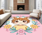 Cute Chibi Kawaii Animal Floral Frame Rug