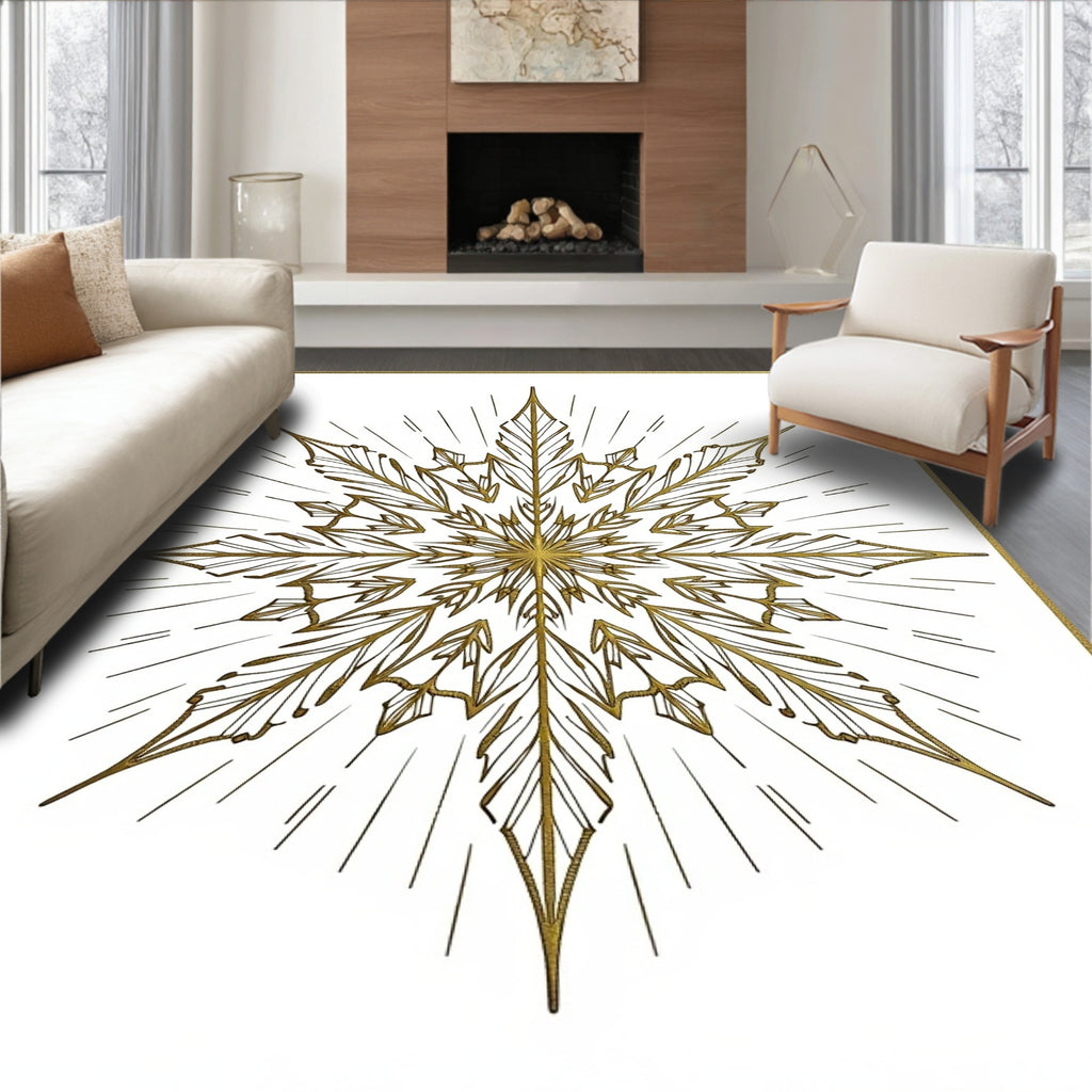 Golden Starburst Snowflake Ornament Rug