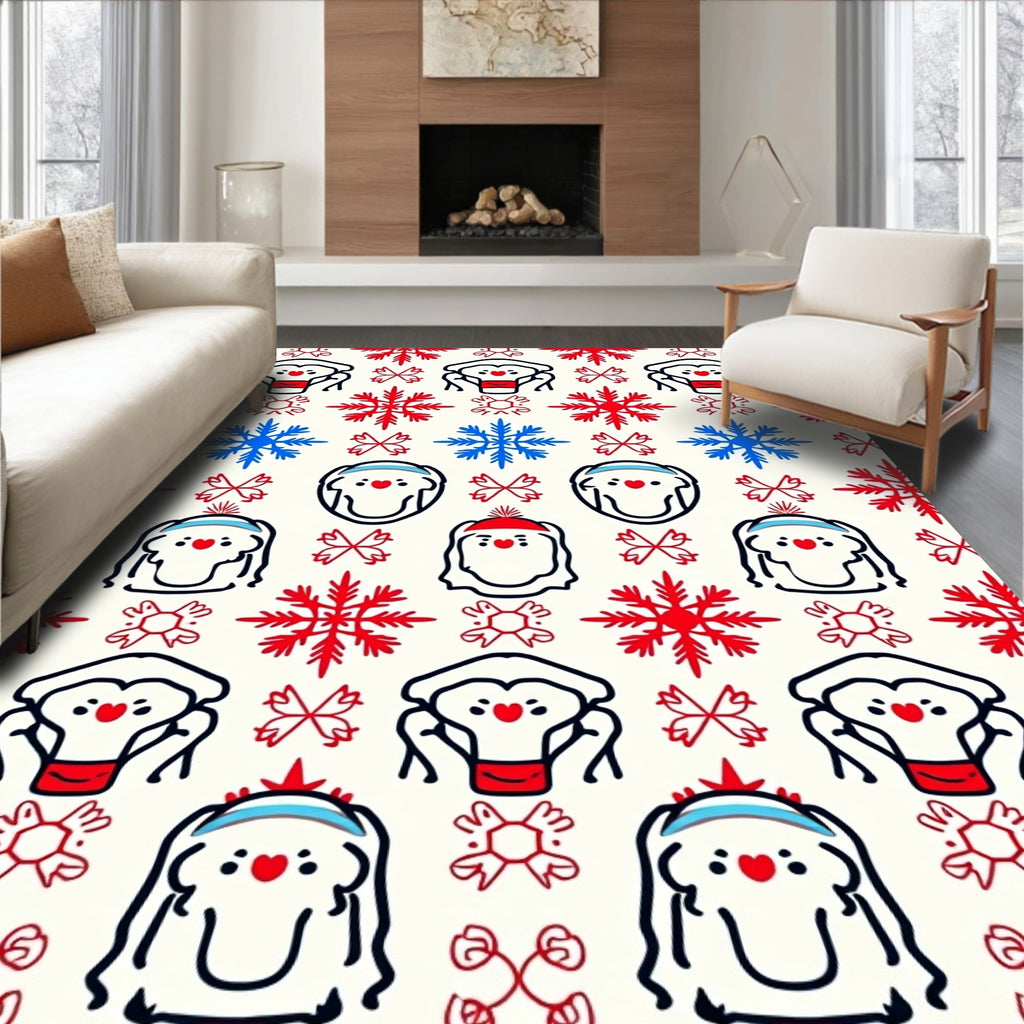 Winter Snowman Snowflake Delight Rug