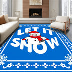 Blue Snowman Holiday Statement Rug