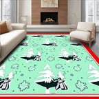 Mint Green Christmas Tree Snowfall Rug