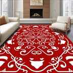 Crimson white ornate medallion Rug