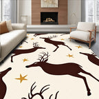 Brown Deer and Gold Stars Meadow Rug