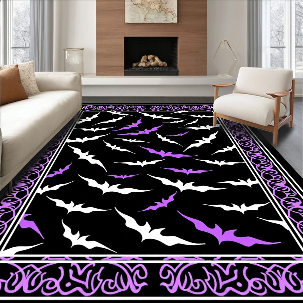 Whimsical Lavender Bat Garden Accent Rug
