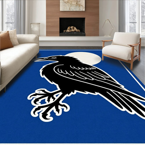 Black Raven Moon Blue Art Rug