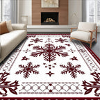 Deep Red Snowflake Garden Medallion Rug