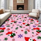 Pink Whimsical Gnome Snowfall Sprigs Rug