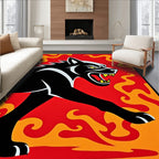 Fierce Black Wolf Fiery Swirls Rug