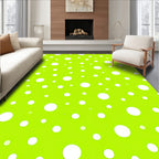 Bright Lime White Polka Dot Circles Rug
