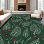 Forest Green White Pine Berry Garland Rug