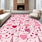 Pink Hearts Vine Art Rug