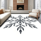 Dark Navy Floral Snowflake Symmetry Rug