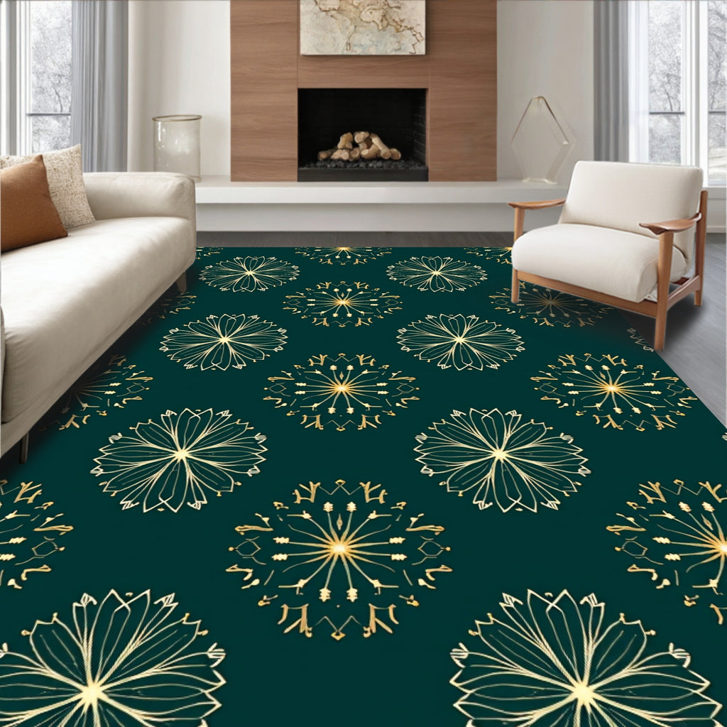 Timeless Golden Starburst Floral Rug