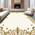 Ornate Gold Filigree Scroll Border Rug