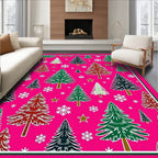 Vibrant Pink Evergreen Snowflake Medley Rug