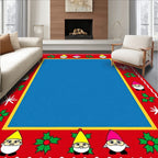 Red Gnome Holly Snowflake Border Rug