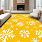 Bright Yellow White Snowflake Scatter Rug