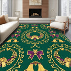Emerald Green Golden Ribbon Wreath Collection Rug