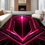 Vibrant Neon Pink Geometric Octagon Rug