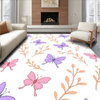 Pastel Purple Pink Butterfly Branches Rug