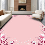 Pink Floral Cluster Border Rug